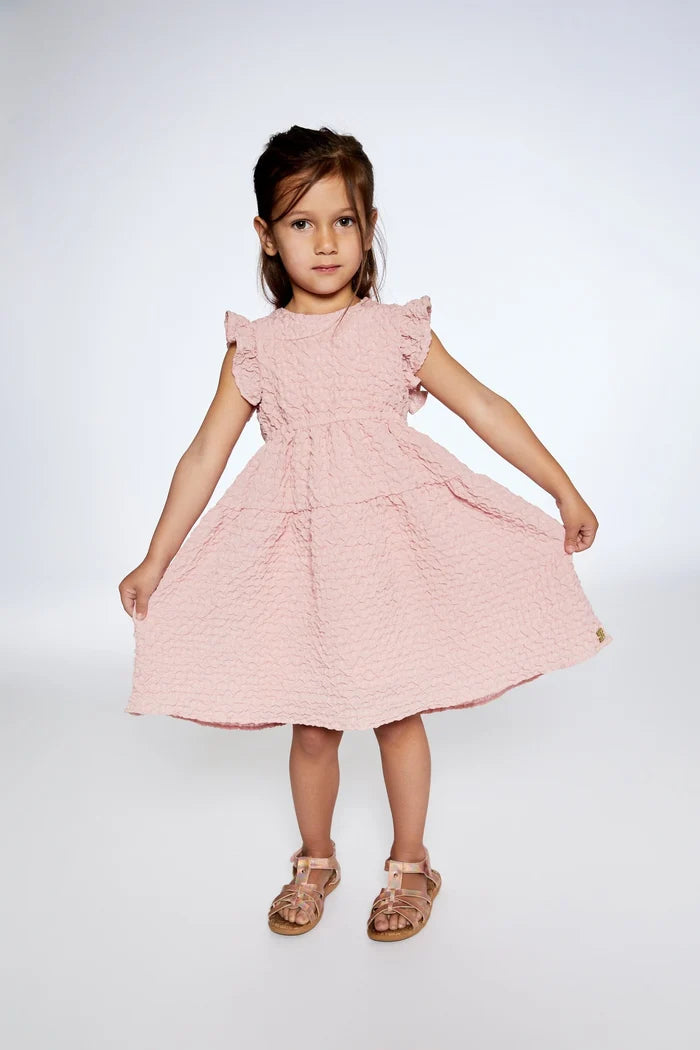 Deux Par Deux Textured Poplin Dress - Silver Pink