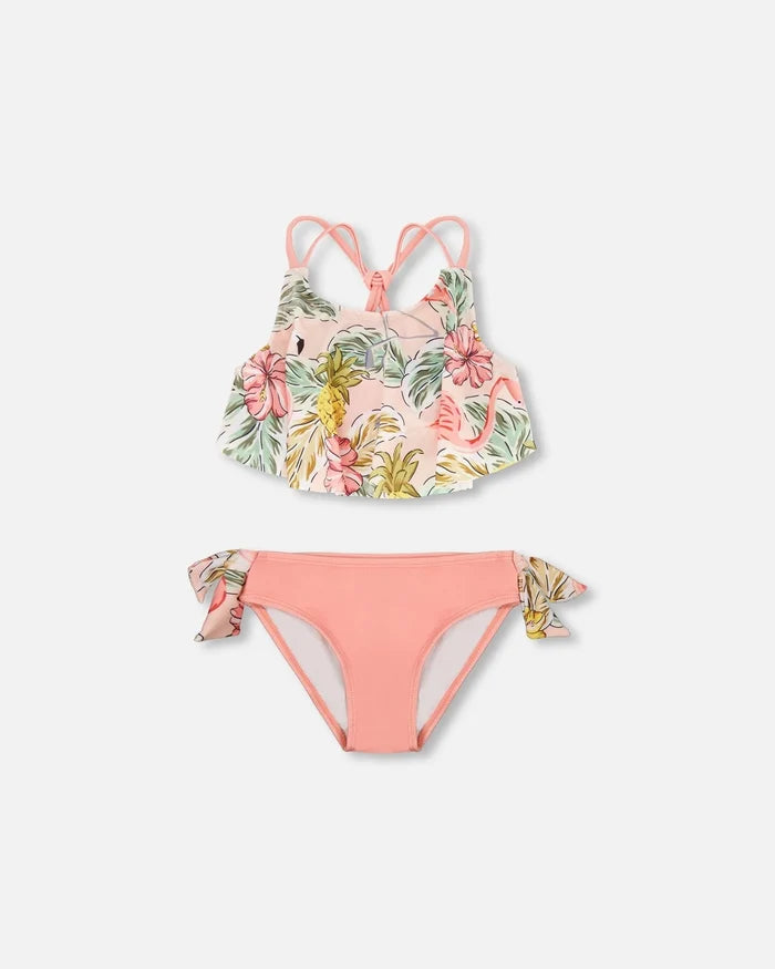 Deux Par Deux Two Piece Swimsuit - Printed Flamingo