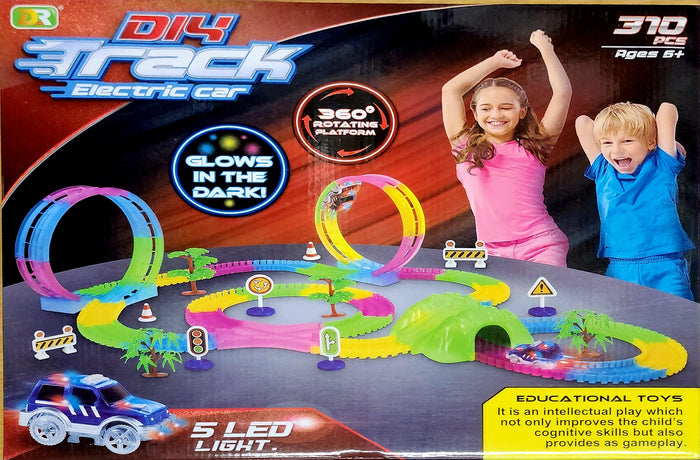 DIY Toy Race Car and Track Set with 2 Loops - 310 Pieces