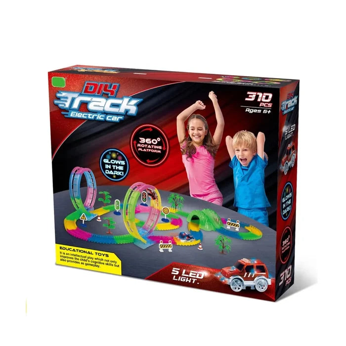 DIY Toy Race Car and Track Set with 2 Loops - 310 Pieces