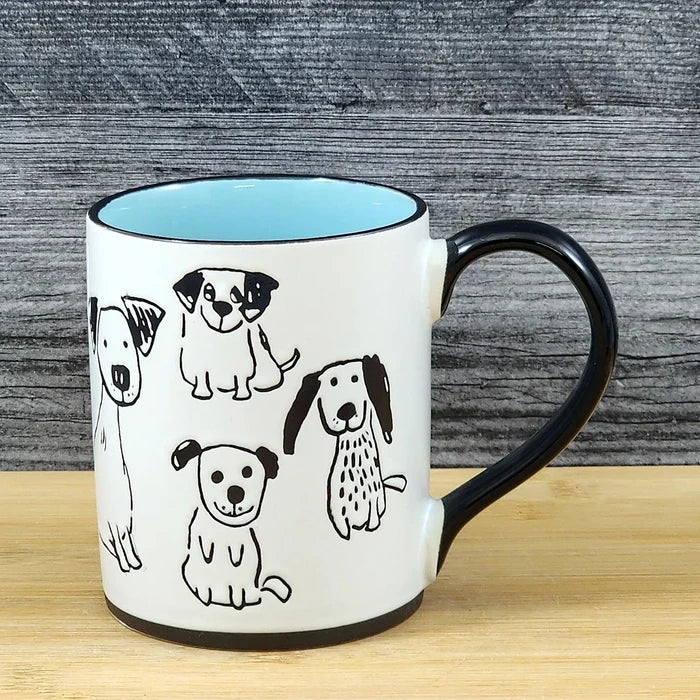 Dog Lover Coffee Mug Whimsical Ceramic Tea Cup by Blue Sky Embossed 16oz