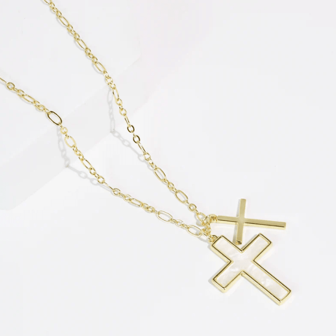 Double Tiny Cross In Gold - Macoma Boutique310 Accessories/Jewelry