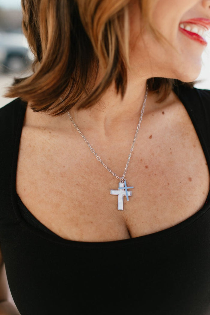 Double Tiny Cross In Silver - Macoma Boutique310 Accessories/Jewelry