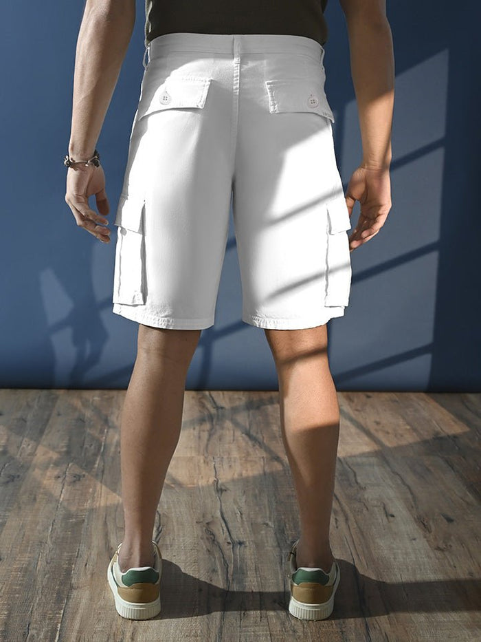Downtown White 6-Pocket Cargo Shorts