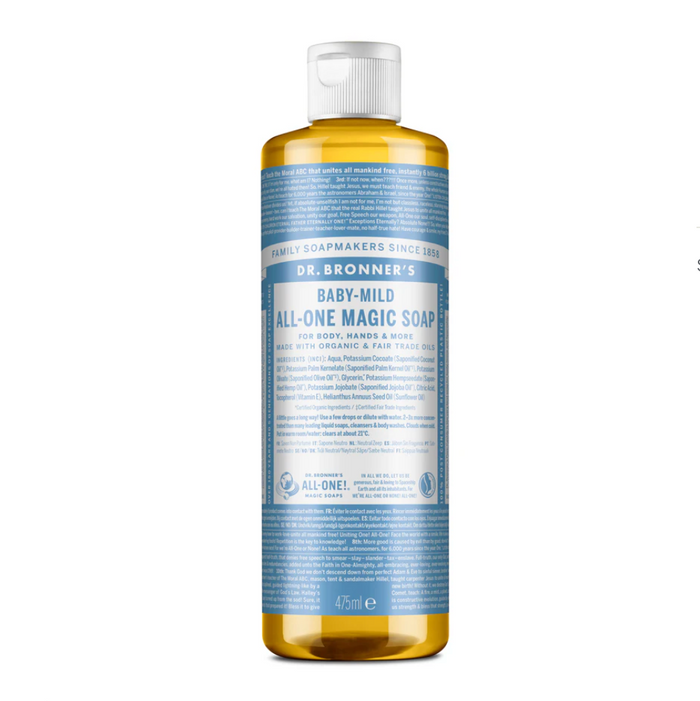 Dr. Bronner's 18-in-1 Hemp Unscented Baby-Mild Pure-Castile Liquid Soap