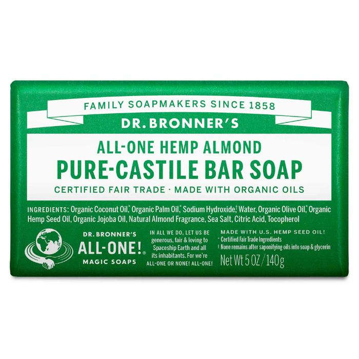 Dr. Bronner's All-One Hemp Almond Pure-Castile Bar Soap 140g