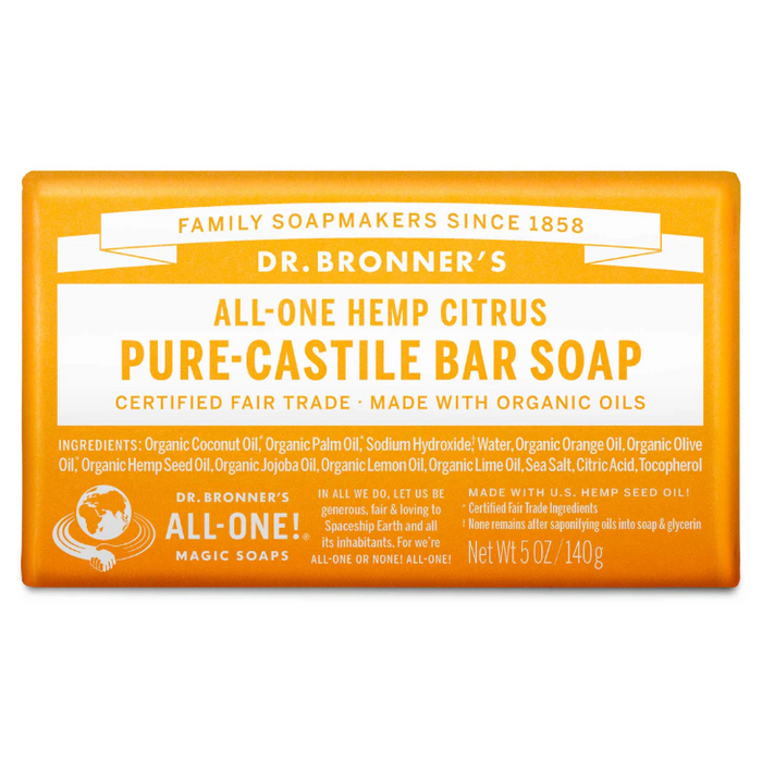 Dr. Bronner's All-One Hemp Citrus Pure-Castile Bar Soap 140g