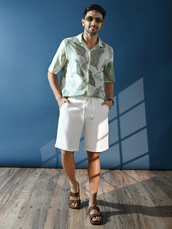 Bay White Easy Fit Linen Shorts