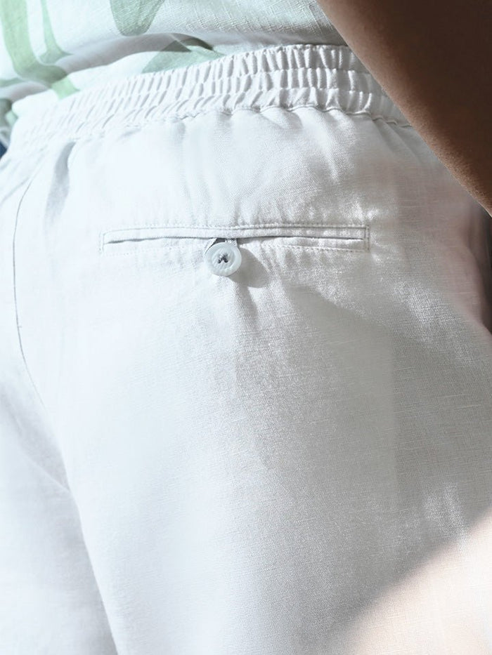 Bay White Easy Fit Linen Shorts