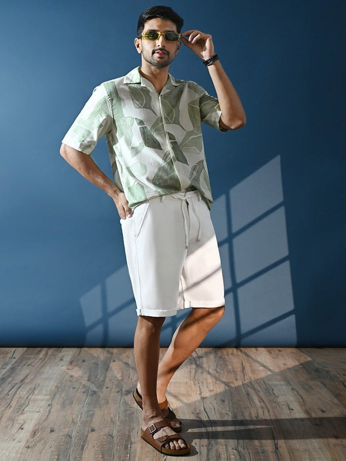 Bay White Easy Fit Linen Shorts