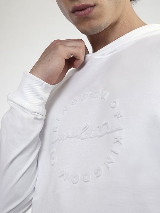 Echo White Hooded Looper Knit Sweatshirt