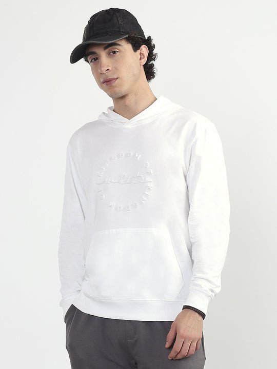 Echo White Hooded Looper Knit Sweatshirt