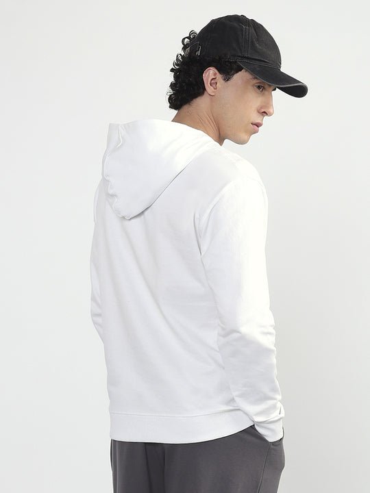 Echo White Hooded Looper Knit Sweatshirt