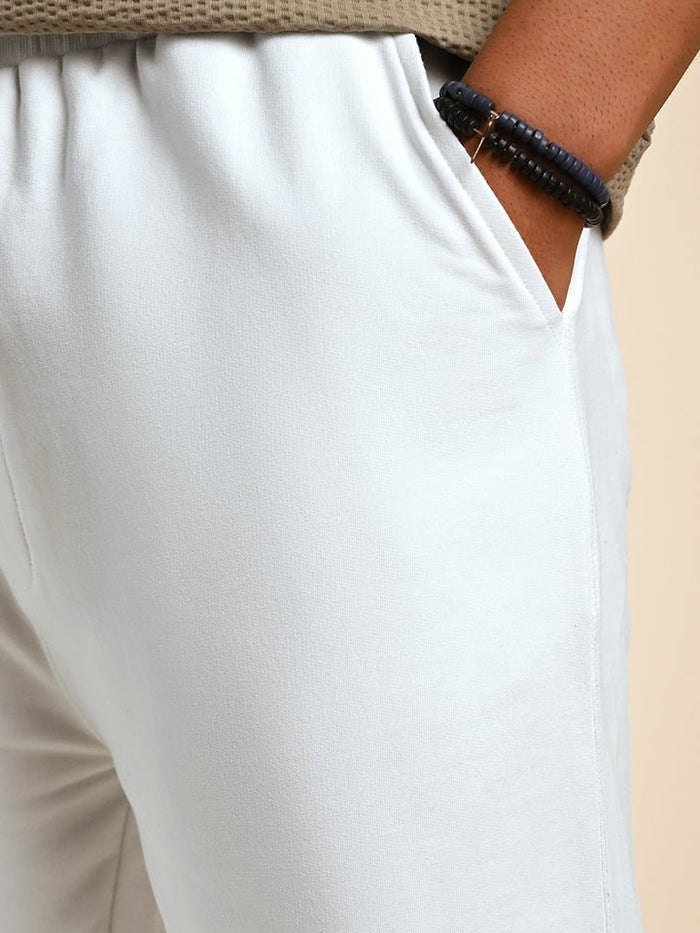 White Knitted Cotton Shorts - Edge