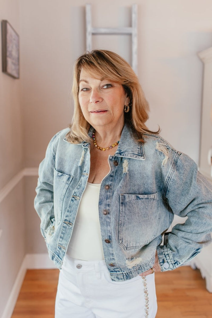 Edge It Out Denim Jacket - Reg & Curvy - Macoma Boutique240 Jackets/Blazers