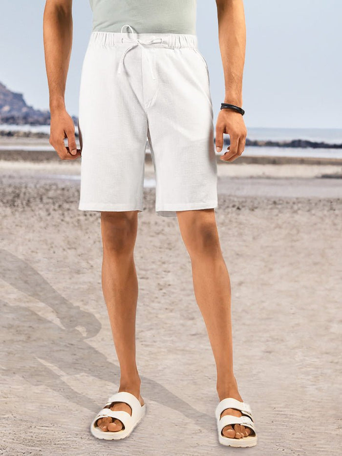 White Elasticated Cotton Blend Shorts - Shuffle