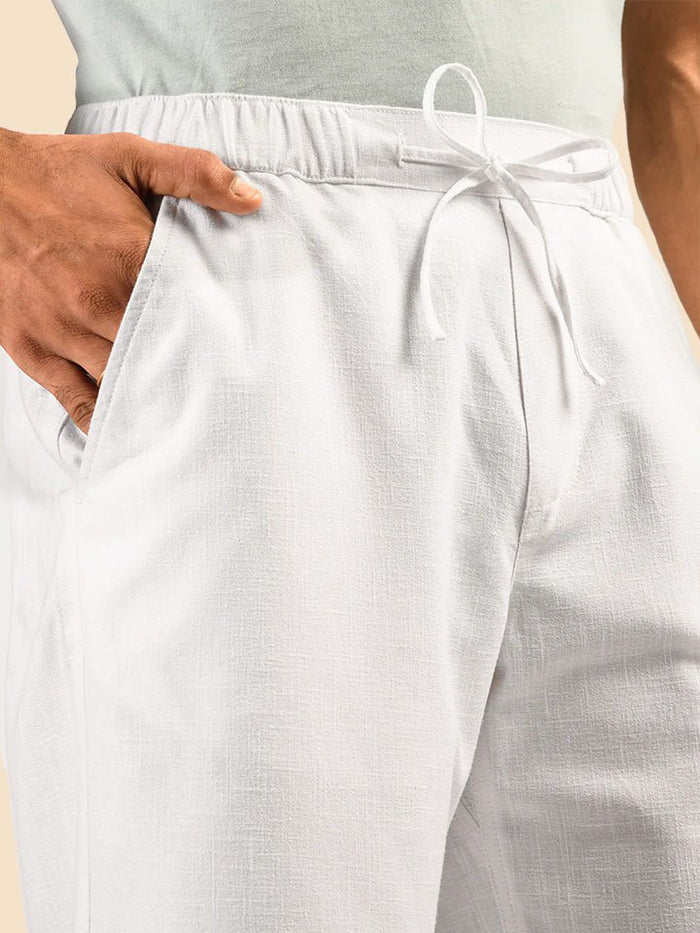 White Elasticated Cotton Blend Shorts - Shuffle