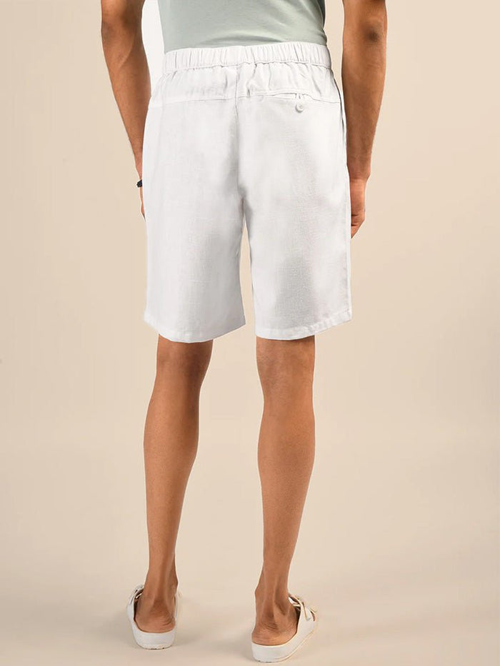 White Elasticated Cotton Blend Shorts - Shuffle
