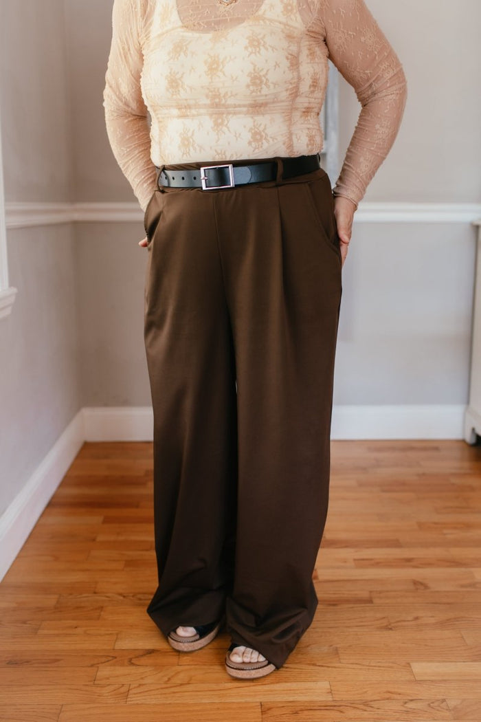Elevate Everyday Pants In Brown - Reg & Curvy - Macoma Boutique210 Other Bottoms