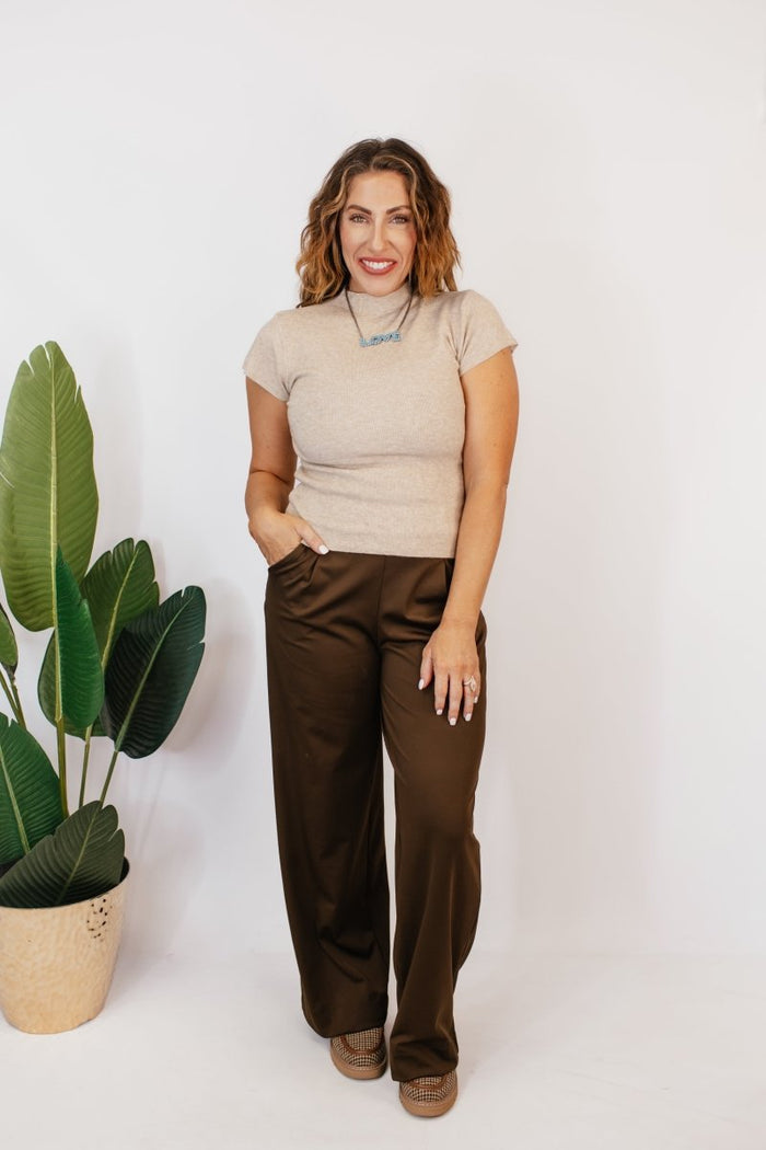 Elevate Everyday Pants In Brown - Reg & Curvy - Macoma Boutique210 Other Bottoms