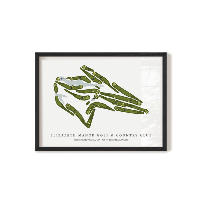 Elizabeth Manor Golf & Country Club | Golf Course Map | Black Frame