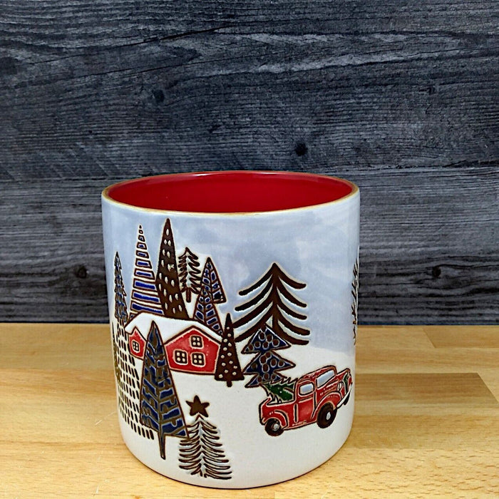 Elk Ridge Canister Set Winter Holiday Scene 4 & 5" Embossed Jars by Blue Sky