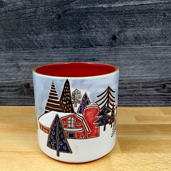 Elk Ridge Canister Set Winter Holiday Scene 4 & 5" Embossed Jars by Blue Sky