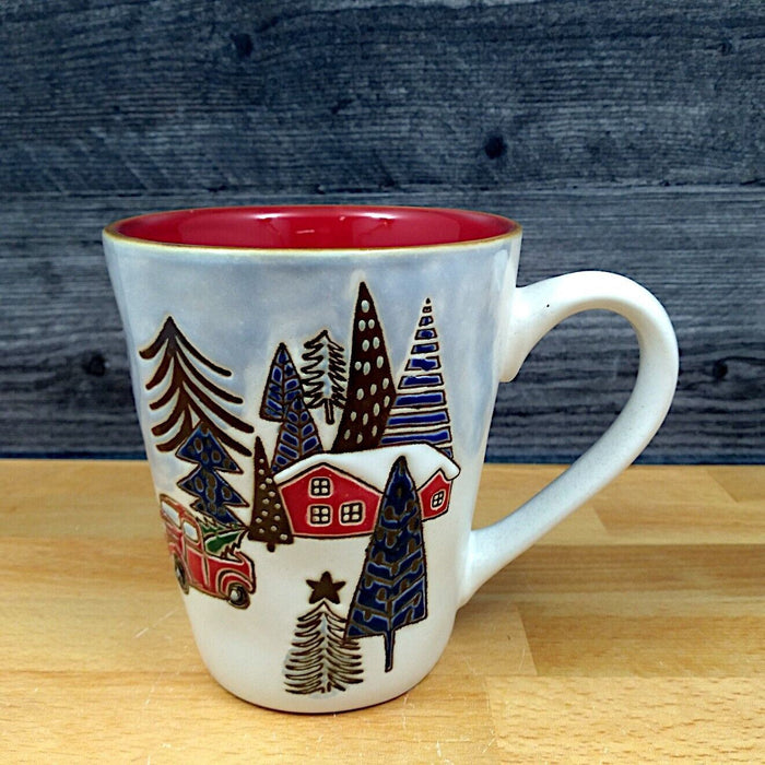 Elk Ridge Winter Holiday Coffee Mug 17oz 455ml Embossed Christmas Cup Blue Sky