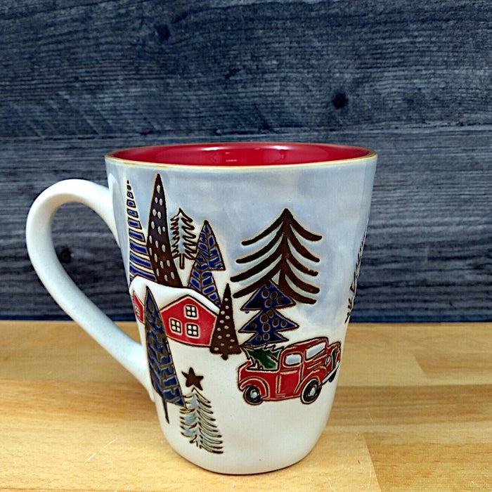 Elk Ridge Winter Holiday Coffee Mug 17oz 455ml Embossed Christmas Cup Blue Sky