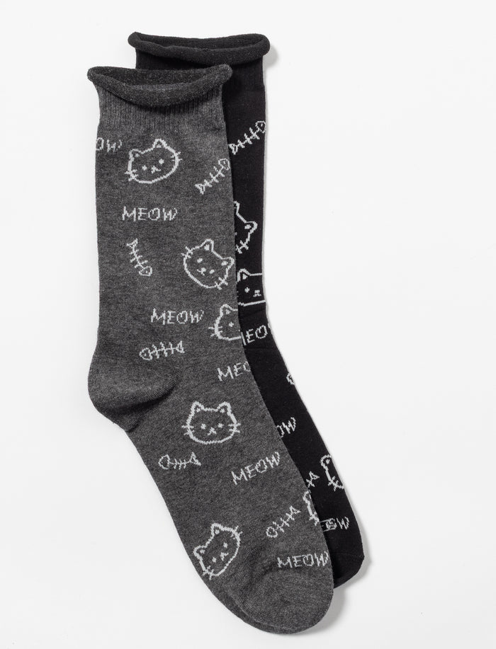 Ensemble de 2 paires de chaussettes à motif de chats
