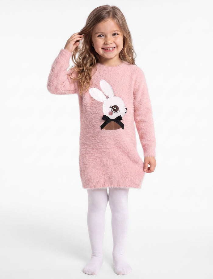 Ensemble robe et collants en tricot imprimé à l’avant pour fille
