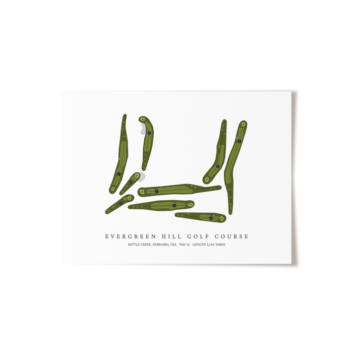 Evergreen Hill Golf Course | Golf Course Map | Unframed