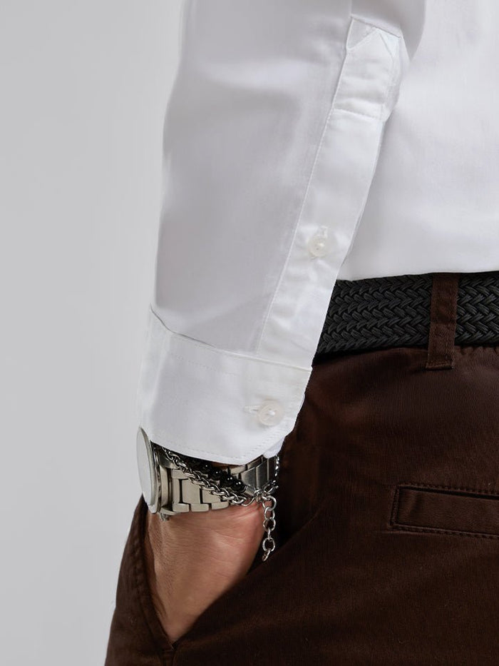 Everyday White Cotton Cutaway Collar Shirt