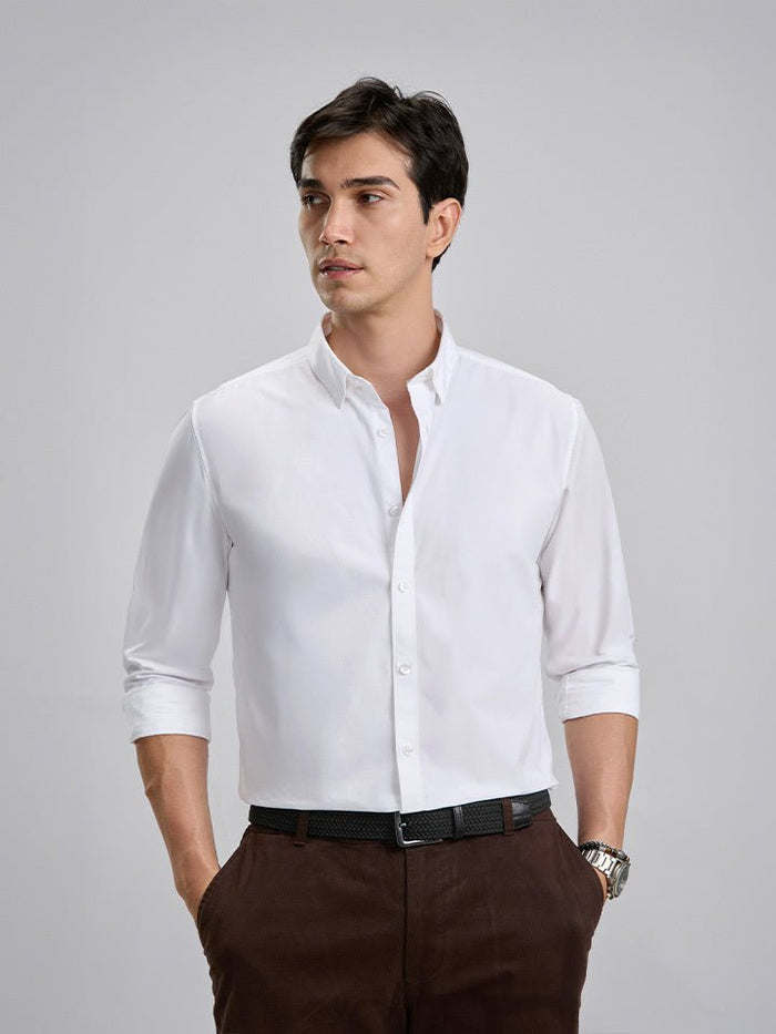 Everyday White Cotton Cutaway Collar Shirt