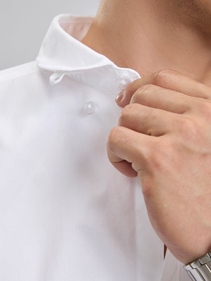 Everyday White Cotton Cutaway Collar Shirt