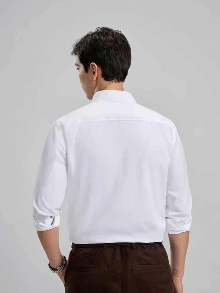 Everyday White Cotton Cutaway Collar Shirt