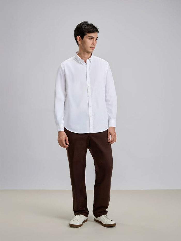 Everyday White Cotton Cutaway Collar Shirt