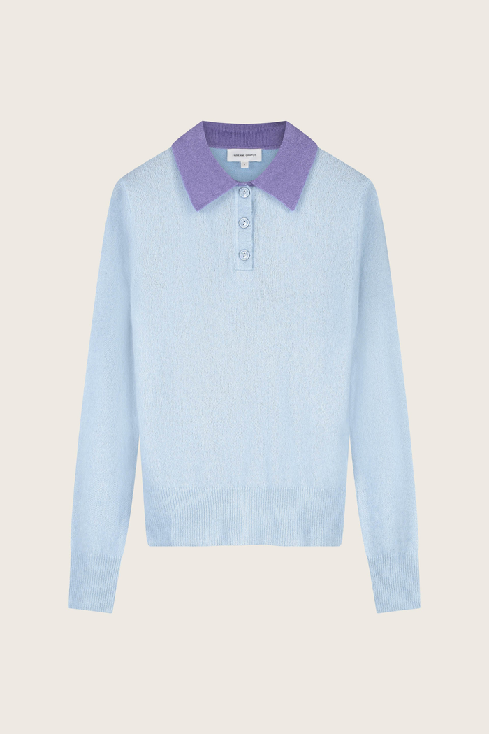 Fabienne Chapot Barbara Pullover in Icey Blue with purple collar – Dotique