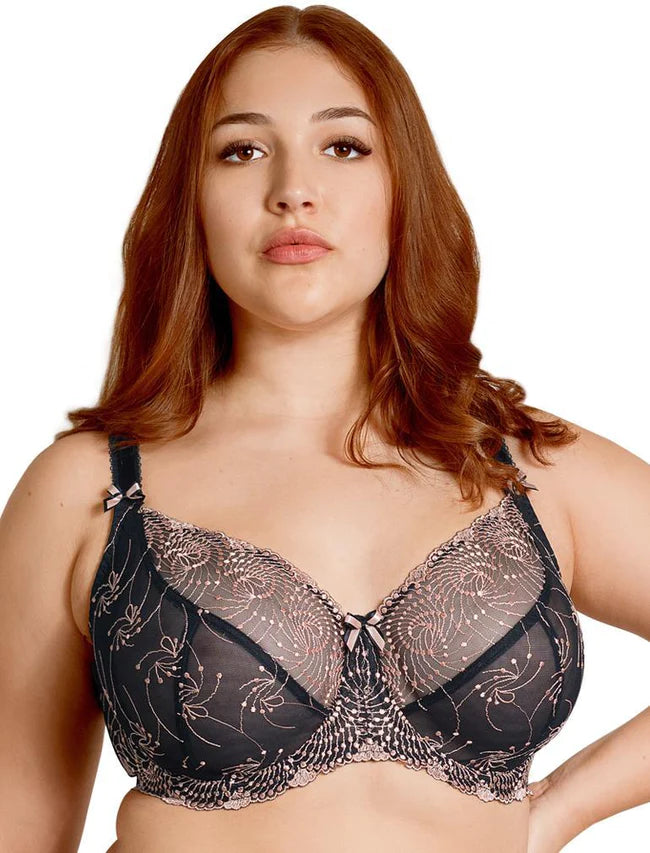 FIT FULLY YOURS Nicole See-Thru Lace Underwire Black Cobalt Bra (#B2271)