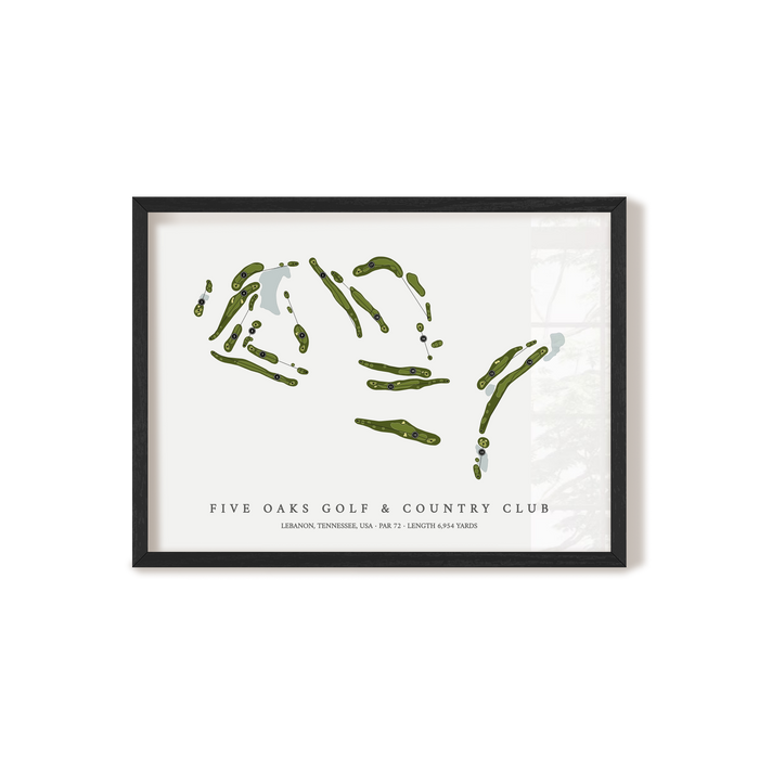 Five Oaks Golf & Country Club | Golf Course Map | Black Frame