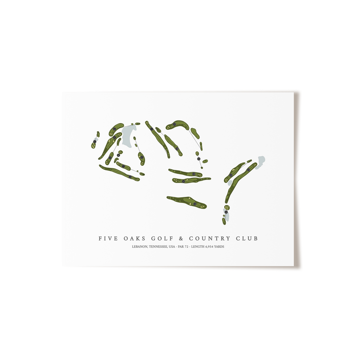 Five Oaks Golf & Country Club | Golf Course Map | Unframed