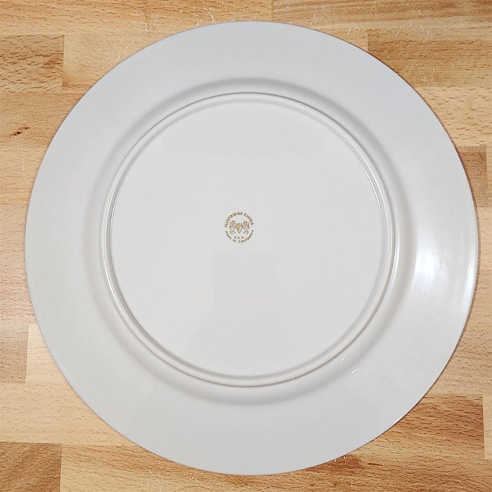 Flintridge Avalon Dinner Plate Set of 4 Floral Sage Green and Gold Trim Ceramic