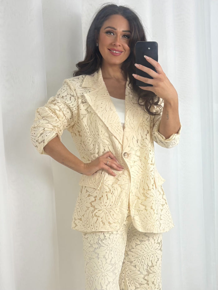 Floral Lace Tailored Blazer & Trouser Co-Ord (3 Colours)