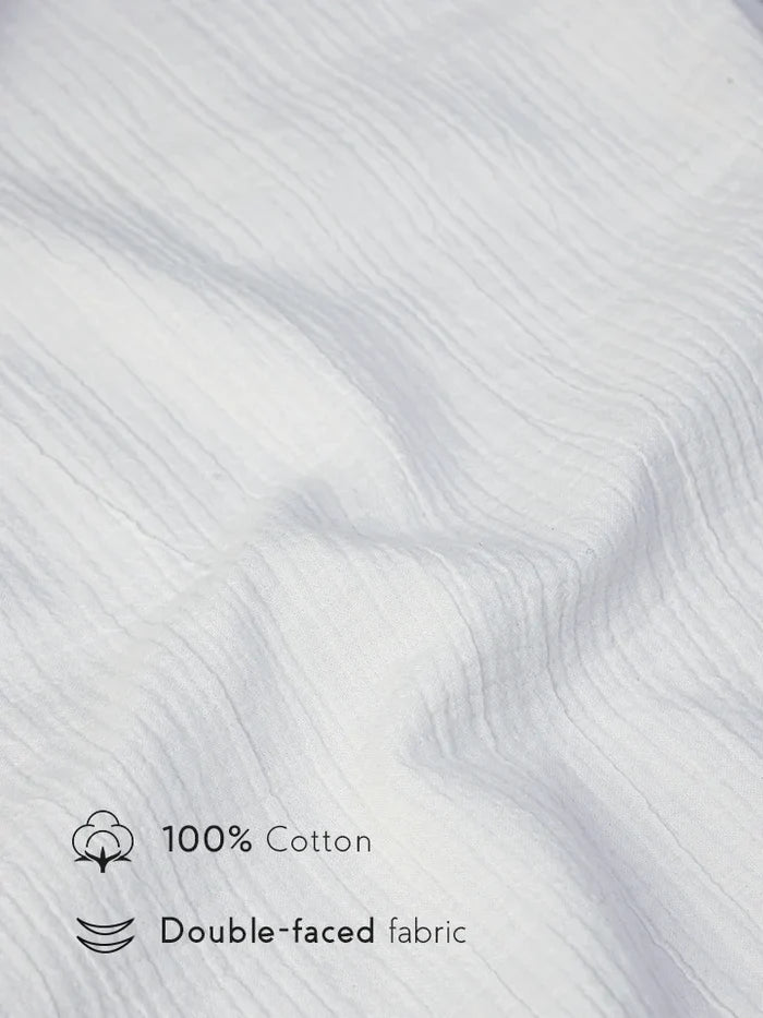 Flow White Textured 100% Cotton Pants fabric quality
