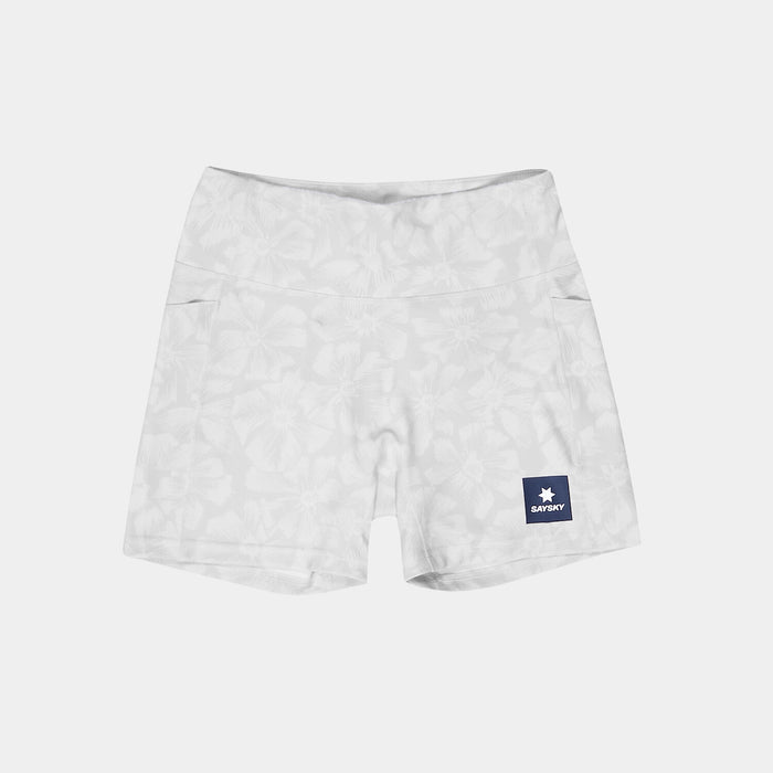 Saysky Flower Combat+ Short Tights 4\" White Flower 1030 NWRST31C1030