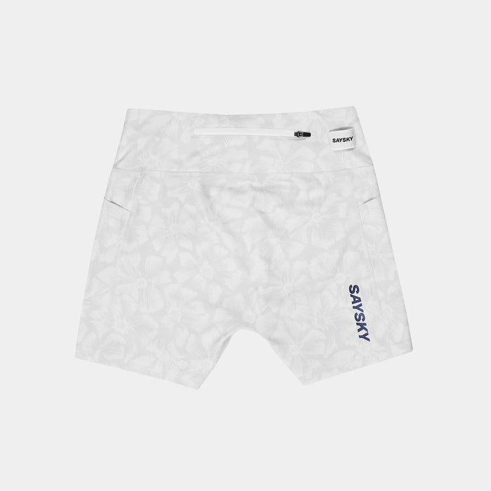 Saysky Flower Combat+ Short Tights 4\" White Flower 1030 NWRST31C1030