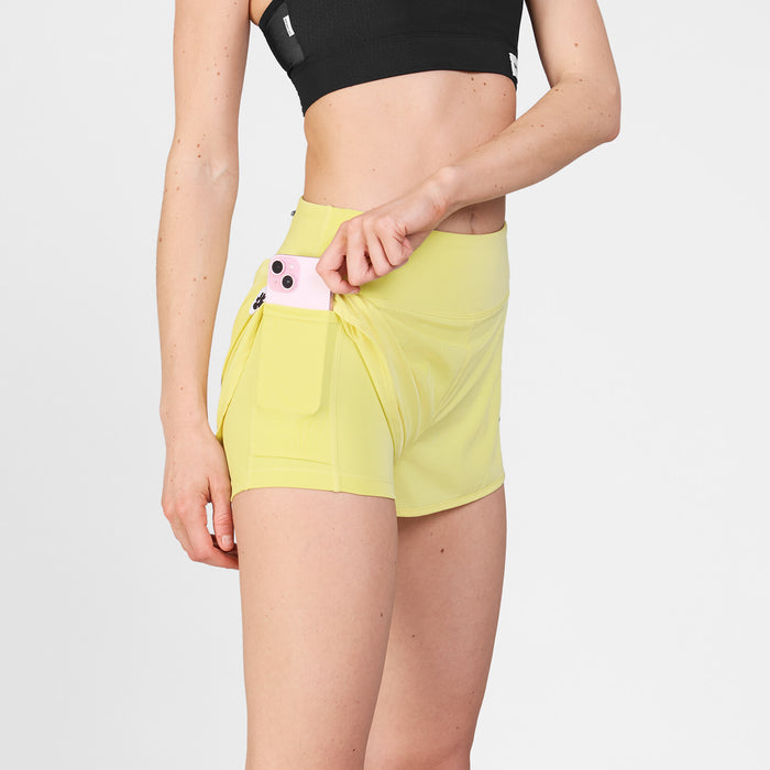 Saysky Flower Pace Shorts 3\" Yellow 418 SW40007