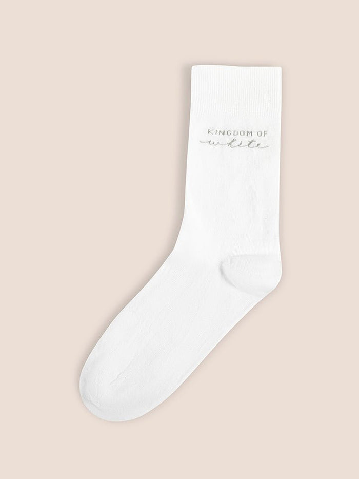 Flux White Knitted Cotton Socks