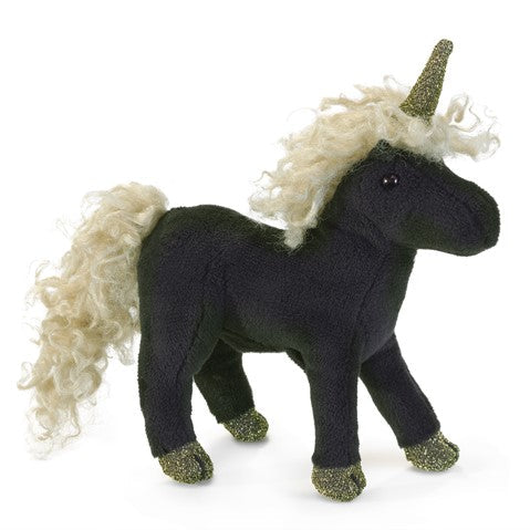 Folkmanis Finger Puppet - Mini Black Unicorn