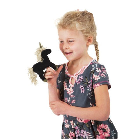 Folkmanis Finger Puppet - Mini Black Unicorn